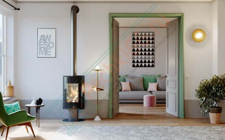 Печь-камин Orbis Top, красная сталь (Defro-Home) 9кВт