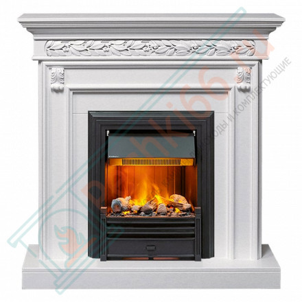 Каминокомплект Valletta - Белый (Ширина 1040 мм) с очагом Brookline Black