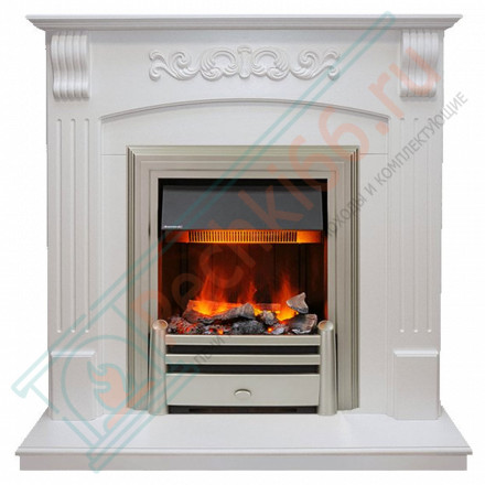 Электрический каминокомплект Sorrento угловой - Белый дуб с очагом Chesford