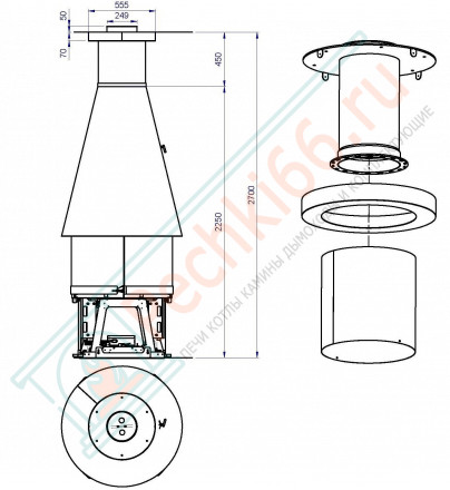 Круглая топка M360 T конический кожух (Piazzetta)