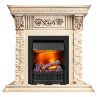 Электрокаминокомплект Luxemburg (каменный) - Сланец/Cлоновая кость с патиной с очагом Danville Black FB2