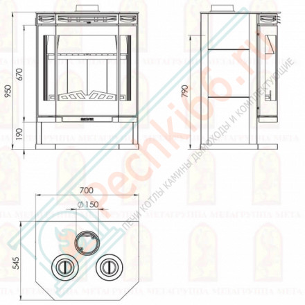 Печь-камин Ангара 12 с плитой (Мета) до 240 м3