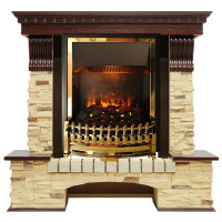 Каминокомплект электрический Pierre Luxe угловой - Темный дуб / Сланец (Высота 1050мм) с очагом Atherton (Dimplex)