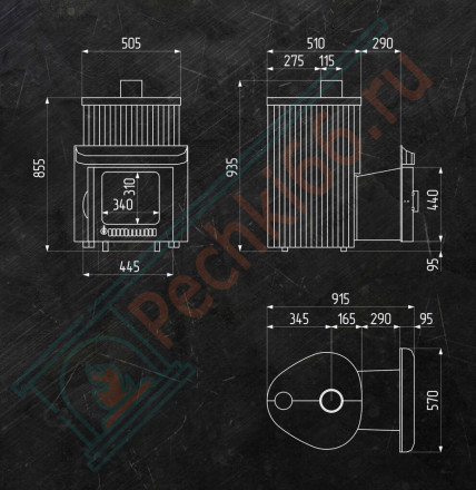 Дровяная банная печь Макси ПФ "Жадеит + Окаменевшее дерево" (Ферингер)