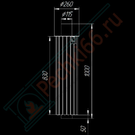 Дымоход - экономайзер Змеевик + Окаменевшее дерево, d-115, L=1000 мм (Feringer)