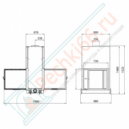 Каминная топка DF 750B, черный шамот (Stav)