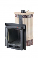 Дровяная банная печь Макси ПФ "Окаменевшее дерево перенесённый рисунок + Россо Леванте" (Ферингер)