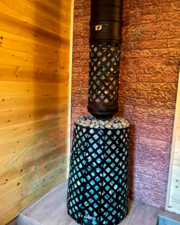 Дровяная банная печь Grill'D Violet Steel Long Window Max (Камень колотый 100 кг)