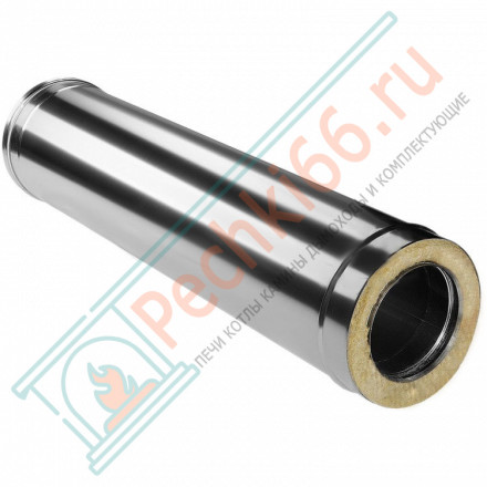 Сэндвич труба для дымохода L=1000 (НЕРЖ-321/0,5-НЕРЖ-439/0,5) d-130/210 (Дымок-Lux)