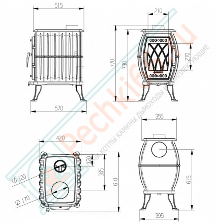 Печь-камин Везувий ВХ-09 "Антрацит" 9 кВт