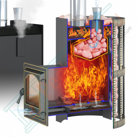 Печь для бани Скиф 28 Ковка (210) Парогенератор 2022 (Везувий)