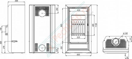 Печь-камин Ignis, красная сталь (Defro-Home) 9кВт