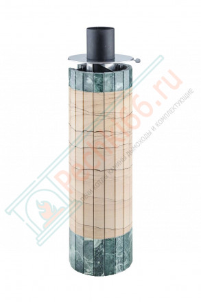 Дымоход - экономайзер Окаменевшее дерево перенесённый рисунок + Змеевик, d-115, L=1000 мм (Feringer)