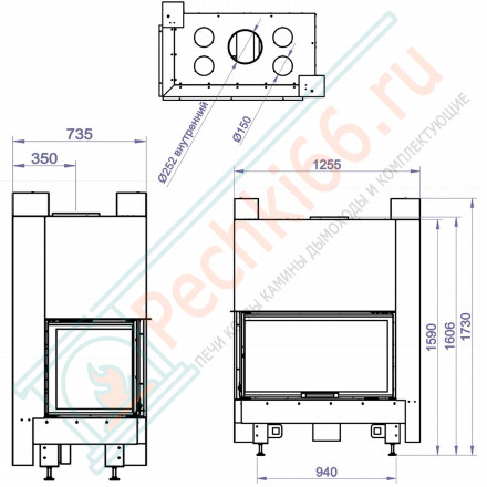Каминная топка CFL 1000G левая, серый шамот (Stav)