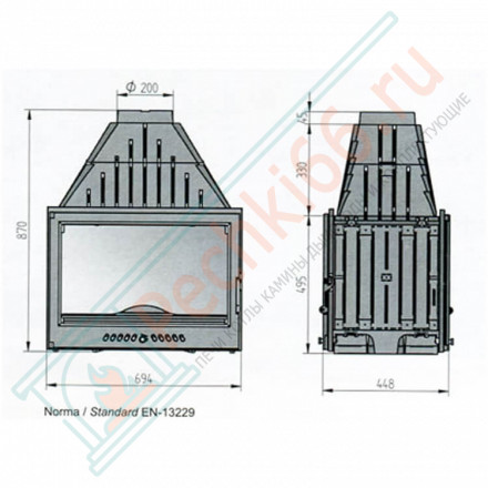 Чугунная топка 725 PIANO DF (Ferlux) 12 кВт