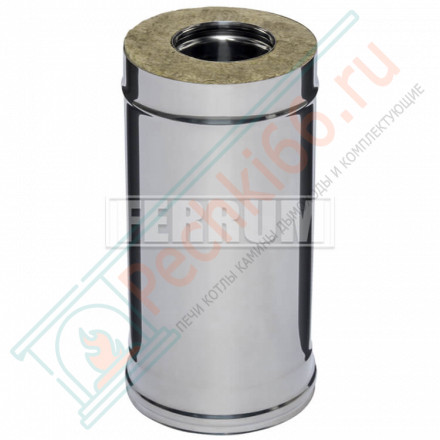 Сэндвич труба для дымохода L=0,5м (НЕРЖ-430/0,8-НЕРЖ-430/0,5) d-120/200 (Ferrum HF)