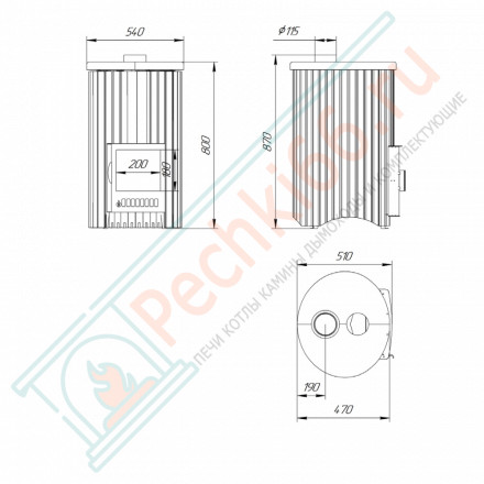Дровяная банная печь Ферингер УЮТ-18 "Змеевик + Окаменевшее дерево" до 18 м³