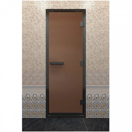Дверь для хамама в черном профиле, бронза матовая 2000x700 мм (DoorWood)
