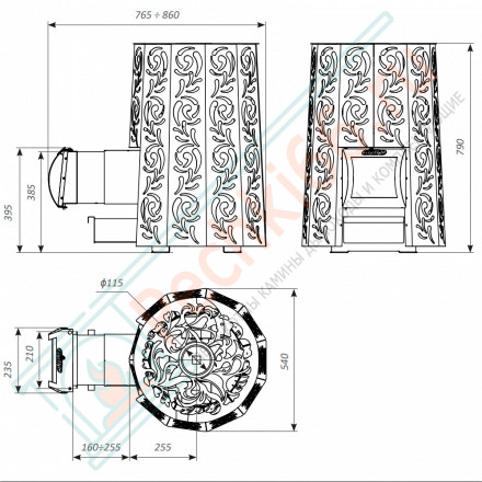 Печь для бани Violet Steel Romb Long Window Max Pro (Grill’D)