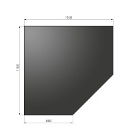 Притопочный лист угловой 1100*1100*2, чёрный, 2мм (Везувий)