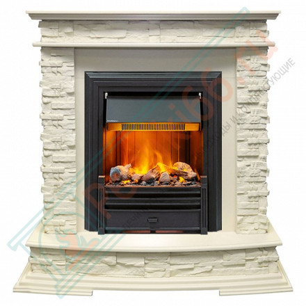 Каминокомплект Luzern - Слоновая кость с электрическим очагом Brookline Black