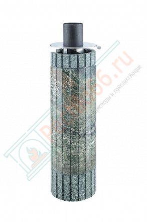 Дымоход с регистром Жадеит перенесённый рисунок + бучардированный жадеит, d-115, L=1000 мм (Feringer)