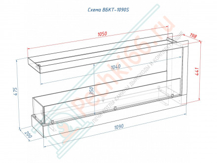 Встраиваемый биокамин Lux Fire Торцевой 1090 S