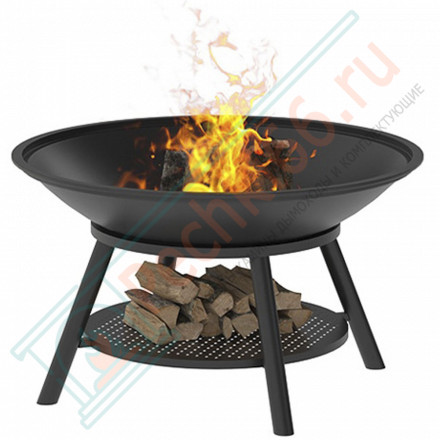 Костровая чаша чугунная Fantastic Ø 1000 на подставке престиж, декор Русский Лес (Везувий)