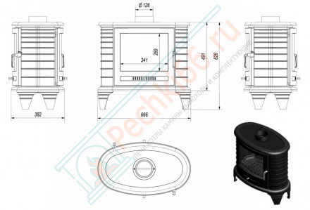 Чугунная печь-камин KOZA K8 T тунель (Kratki)