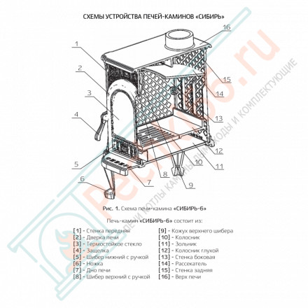 Чугунная печь-камин Сибирь-6 (НМК)