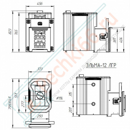 Печь для бани Эльма - 12 ЛГР, с Т/О (Теплодар)