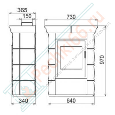 Печь-камин Borgholm keramik Top, Бежевая (Thorma) до 165 м3